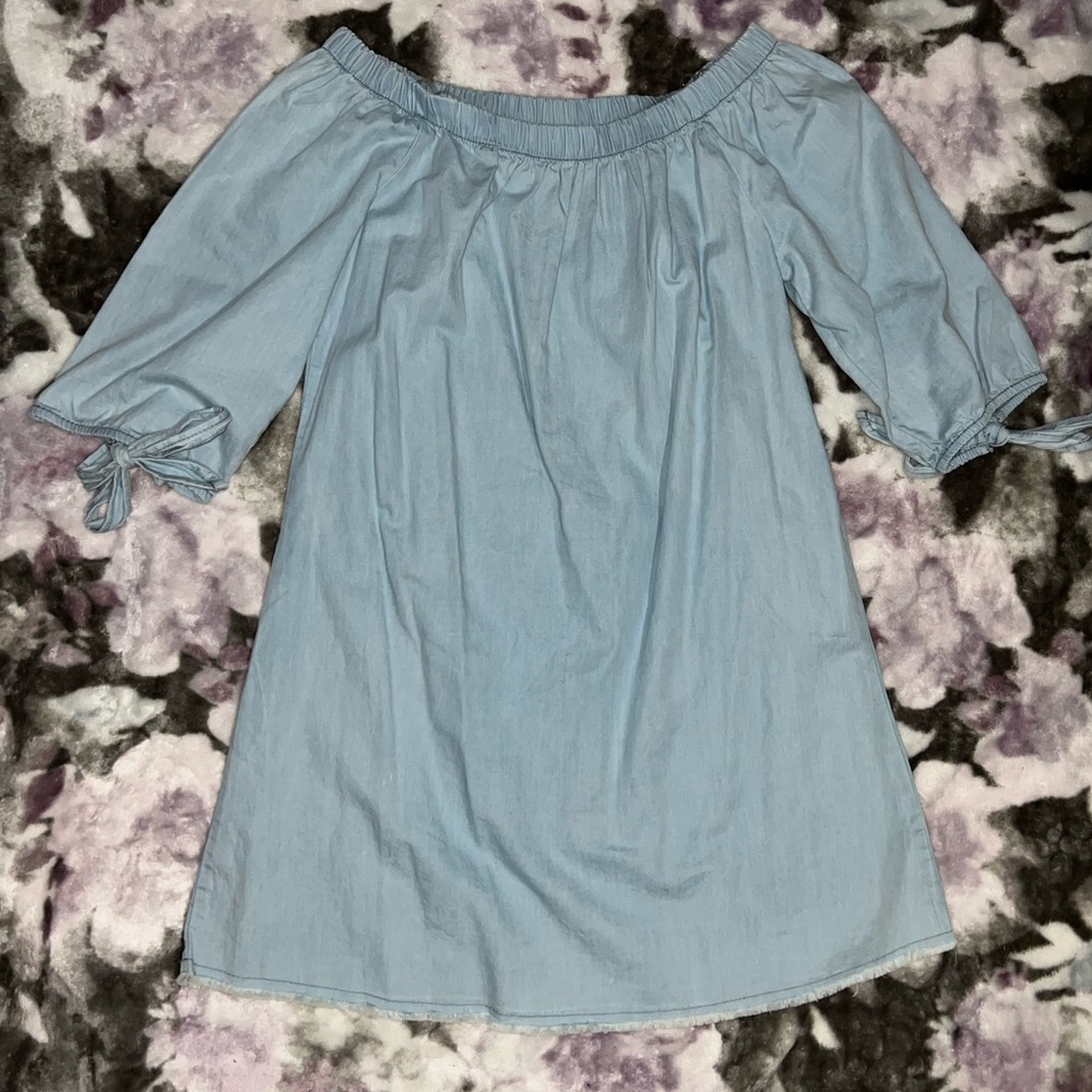 Juniors Small Faux Denim Off-the-shoulder Dress